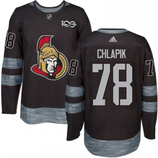 Mens Adidas Ottawa Senators 78 Filip Chlapik Authentic Black 1917 2017 100th Anniversary NHL Jersey