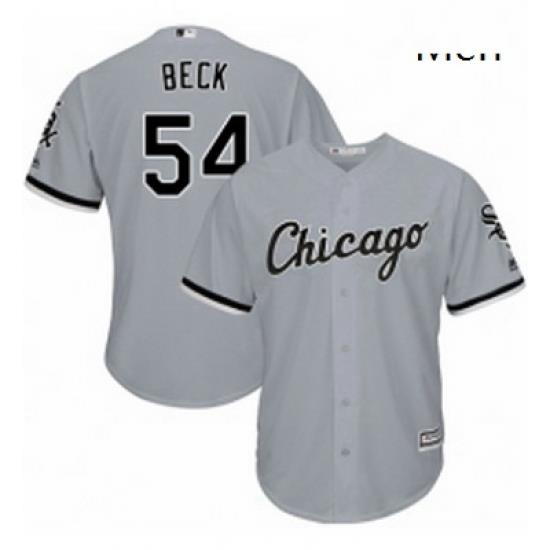 Mens Majestic Chicago White Sox 54 Chris Beck Replica Grey Road Cool Base MLB Jersey