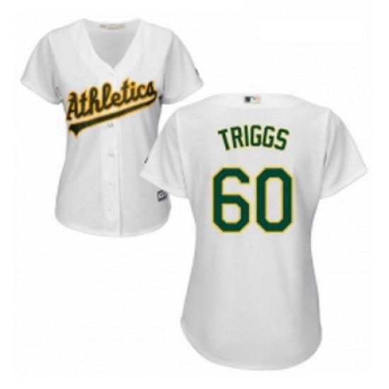 Womens Majestic Oakland Athletics 60 Andrew Triggs Authentic White Home Cool Base MLB Jersey