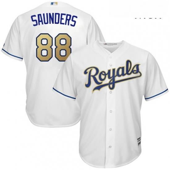 Mens Majestic Kansas City Royals 88 Michael Saunders Replica White Home Cool Base MLB Jersey