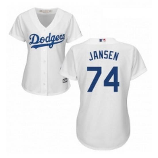 Womens Majestic Los Angeles Dodgers 74 Kenley Jansen Replica White Home Cool Base MLB Jersey