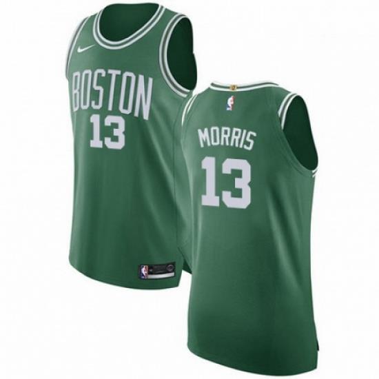 Mens Nike Boston Celtics 13 Marcus Morris Authentic GreenWhite No Road NBA Jersey Icon Edition