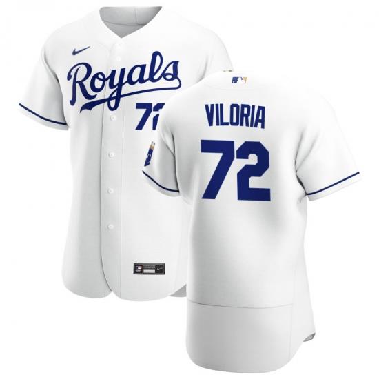 Men Kansas City Royals 72 Meibrys Viloria Men Nike White Home 2020 Flex Base Player MLB Jersey