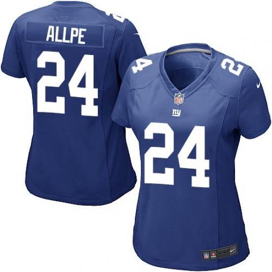 Nike Giants #24 Eli Apple Royal Blue Team Color Women's Stitched NFL Elite Jersey