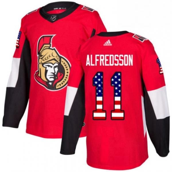 Mens Adidas Ottawa Senators 11 Daniel Alfredsson Authentic Red USA Flag Fashion NHL Jersey