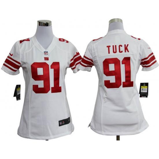 Women Nike New York Giants 91 Justin Tuck White Jerseys