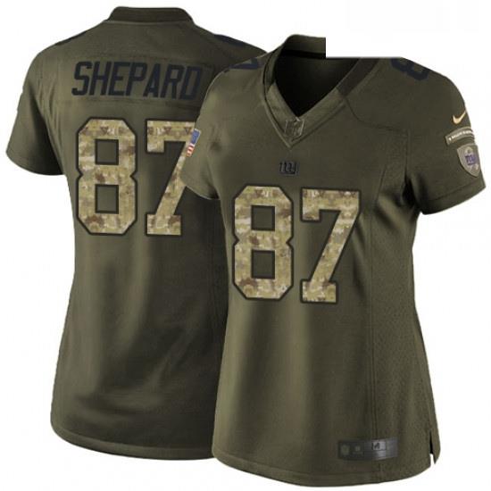 Womens Nike New York Giants 87 Sterling Shepard Elite Green Salute to Service NFL Jersey