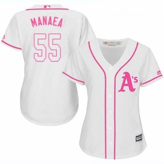 Womens Majestic Oakland Athletics 55 Sean Manaea Authentic White Fashion Cool Base MLB Jersey