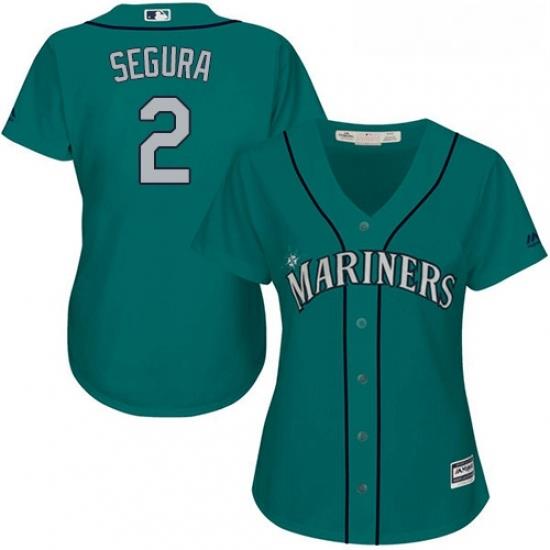 Womens Majestic Seattle Mariners 2 Jean Segura Authentic Teal Green Alternate Cool Base MLB Jersey