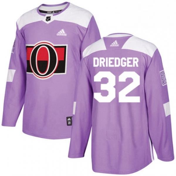 Mens Adidas Ottawa Senators 32 Chris Driedger Authentic Purple Fights Cancer Practice NHL Jersey