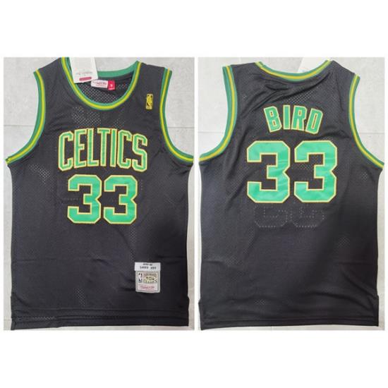 Men Boston Celtics 33 Larry Bird Black Throwback Stitched Jersey