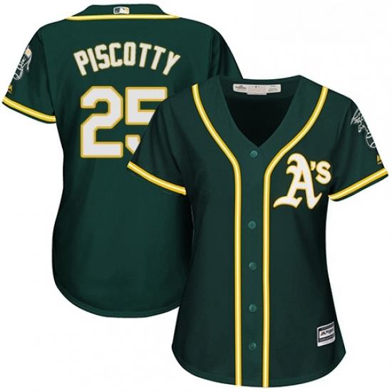 Womens Majestic Oakland Athletics 25 Stephen Piscotty Authentic Green Alternate 1 Cool Base MLB Jersey