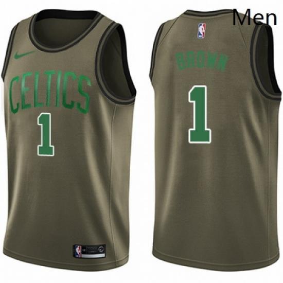 Mens Nike Boston Celtics 1 Walter Brown Swingman Green Salute to Service NBA Jersey