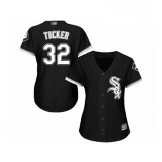 Womens Chicago White Sox 32 Preston Tucker Replica Black Alternate Home Cool Base Baseball Jersey