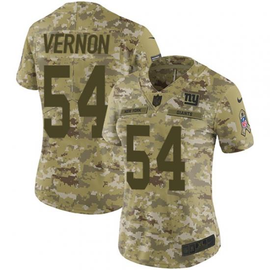 Nike Giants #54 Olivier Vernon Camo Women Stitched NFL Limited 2018 Salute to Service Jersey