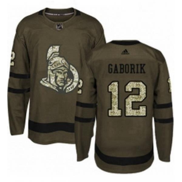 Mens Adidas Ottawa Senators 12 Marian Gaborik Authentic Green Salute to Service NHL Jersey