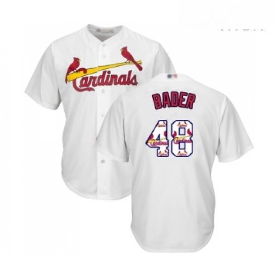 Mens St Louis Cardinals 48 Harrison Bader Authentic White Team Logo Fashion Cool Base Baseball Jersey