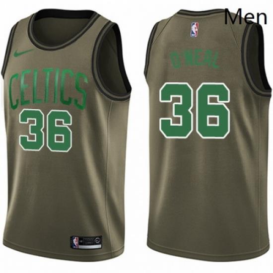 Mens Nike Boston Celtics 36 Shaquille ONeal Swingman Green Salute to Service NBA Jersey