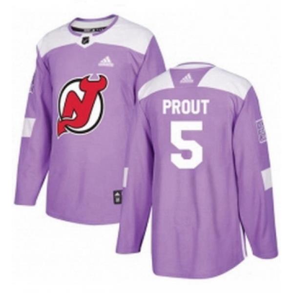 Mens Adidas New Jersey Devils 5 Dalton Prout Authentic Purple Fights Cancer Practice NHL Jersey