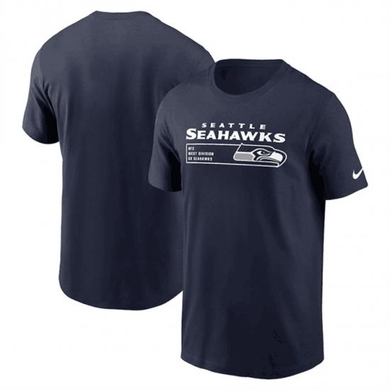 Men Seattle Seahawks Navy Division Essential T Shirt