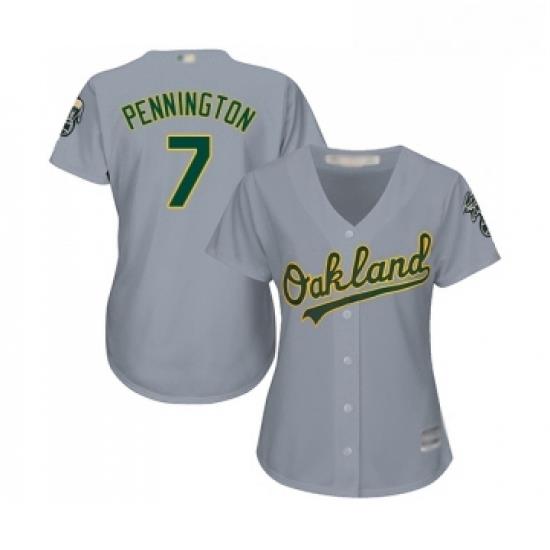 Womens Oakland Athletics 7 Cliff Pennington Replica Grey Road Cool Base Baseball Jersey