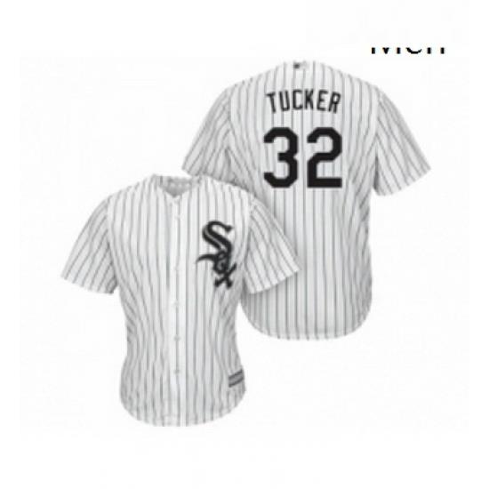 Mens Chicago White Sox 32 Preston Tucker Replica White Home Cool Base Baseball Jersey