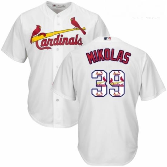 Mens Majestic St Louis Cardinals 39 Miles Mikolas Authentic White Team Logo Fashion Cool Base MLB Jersey