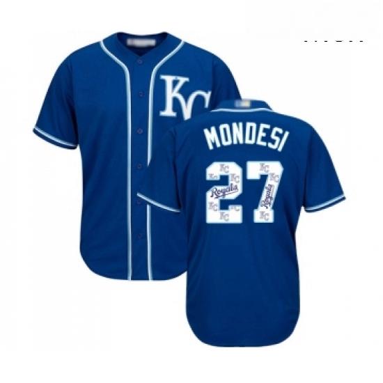 Mens Kansas City Royals 27 Raul Mondesi Blue Authentic Blue Team Logo Fashion Cool Base Baseball Jersey