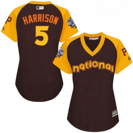 Womens Majestic Pittsburgh Pirates 5 Josh Harrison Authentic Brown 2016 All Star National League BP Cool Base MLB Jersey