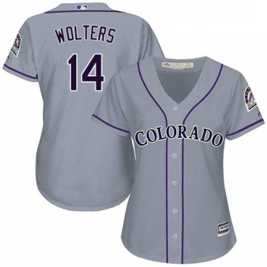 Womens Majestic Colorado Rockies 14 Tony Wolters Replica Grey Road Cool Base MLB Jersey