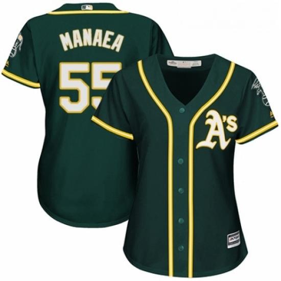 Womens Majestic Oakland Athletics 55 Sean Manaea Replica Green Alternate 1 Cool Base MLB Jersey