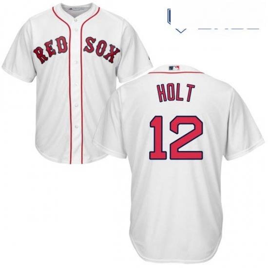 Youth Majestic Boston Red Sox 12 Brock Holt Replica White Home Cool Base MLB Jersey