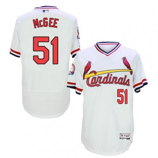 Mens Majestic St Louis Cardinals 51 Willie McGee White Flexbase Authentic Collection Cooperstown MLB Jersey