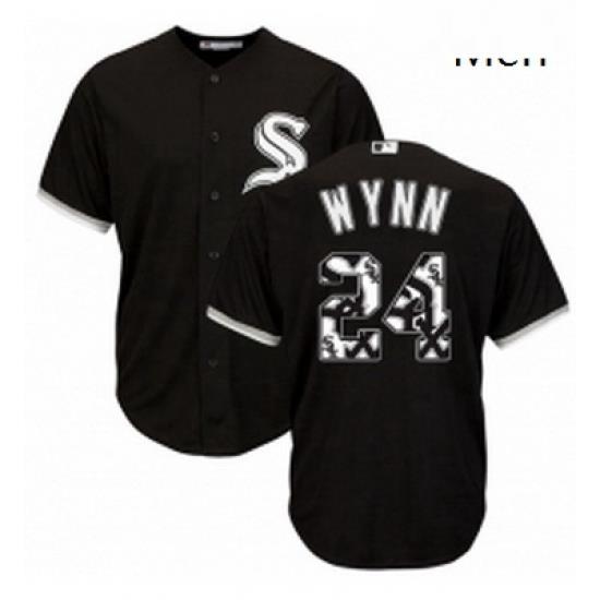 Mens Majestic Chicago White Sox 24 Early Wynn Authentic Black Team Logo Fashion Cool Base MLB Jersey