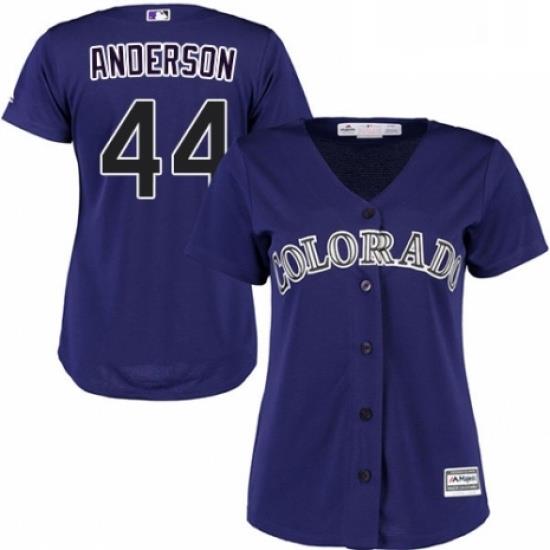 Womens Majestic Colorado Rockies 44 Tyler Anderson Authentic Purple Alternate 1 Cool Base MLB Jersey