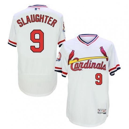 Mens Majestic St Louis Cardinals 9 Enos Slaughter White Flexbase Authentic Collection Cooperstown MLB Jersey