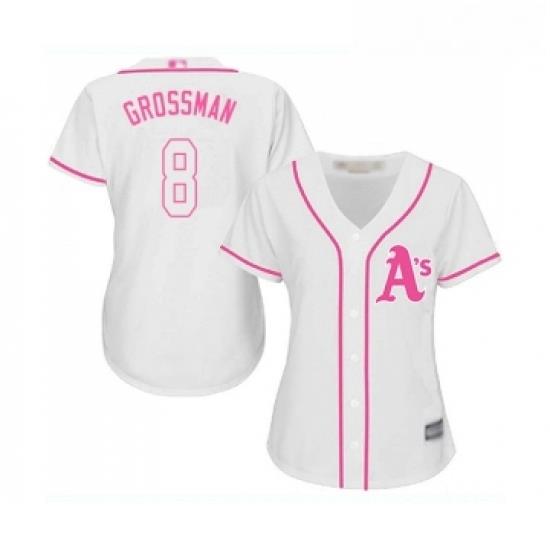 Womens Oakland Athletics 8 Robbie Grossman Replica White Fashion Cool Base Baseball Jersey