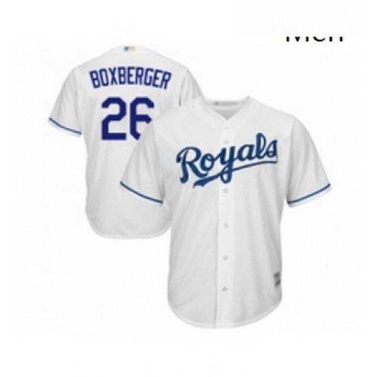 Mens Kansas City Royals 26 Brad Boxberger Replica White Home Cool Base Baseball Jersey