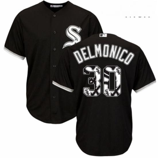 Mens Majestic Chicago White Sox 30 Nicky Delmonico Authentic Black Team Logo Fashion Cool Base MLB Jersey