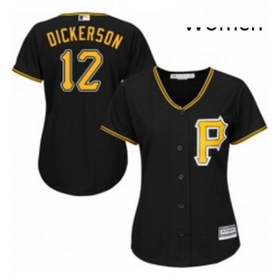 Womens Majestic Pittsburgh Pirates 12 Corey Dickerson Replica Black Alternate Cool Base MLB Jersey