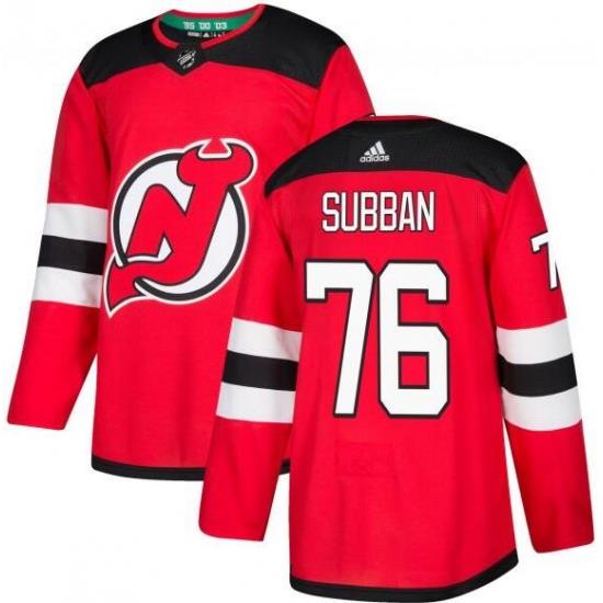 Men Devils 86 PK Subban Red Adidas Pro Home Stitched Jersey