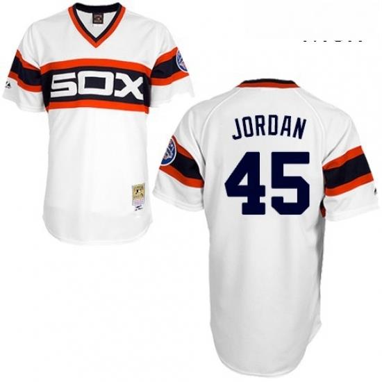 Mens Mitchell and Ness 1983 Chicago White Sox 45 Michael Jordan Authentic White Throwback MLB Jersey