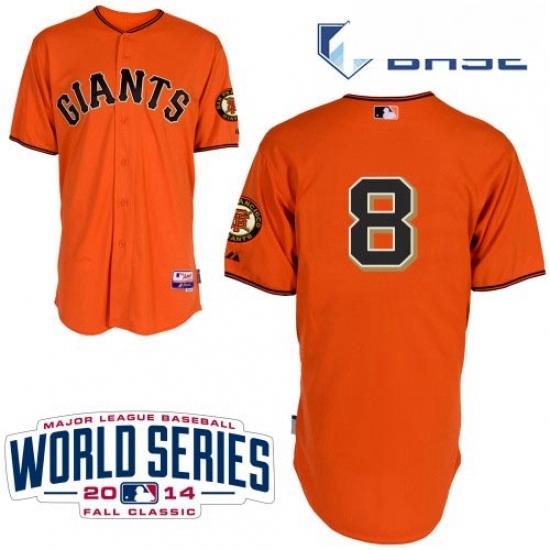 Youth Majestic San Francisco Giants 8 Hunter Pence Replica Orange Alternate Cool Base 2014 World Series Patch MLB Jersey