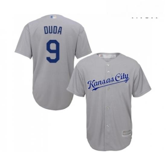 Mens Kansas City Royals 9 Lucas Duda Replica Grey Road Cool Base Baseball Jersey