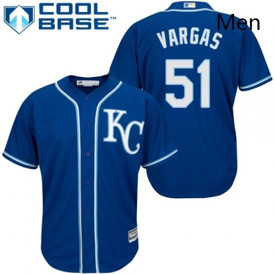 Mens Majestic Kansas City Royals 51 Jason Vargas Replica Blue Alternate 2 Cool Base MLB Jersey