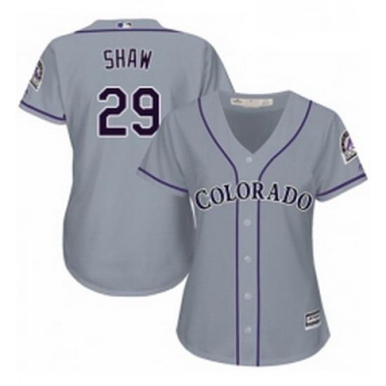 Womens Majestic Colorado Rockies 29 Bryan Shaw Replica Grey Road Cool Base MLB Jersey