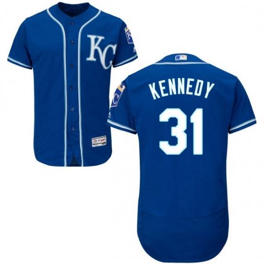 Mens Majestic Kansas City Royals 31 Ian Kennedy Royal Blue Alternate Flex Base Collection 2018 World Series Jersey