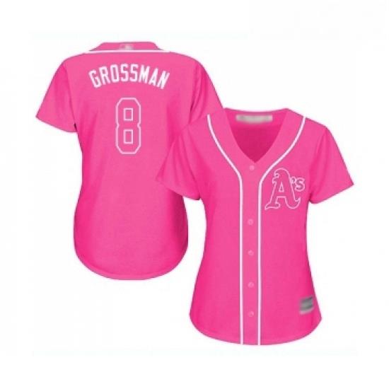 Womens Oakland Athletics 8 Robbie Grossman Replica Pink Fashion Cool Base Baseball Jersey