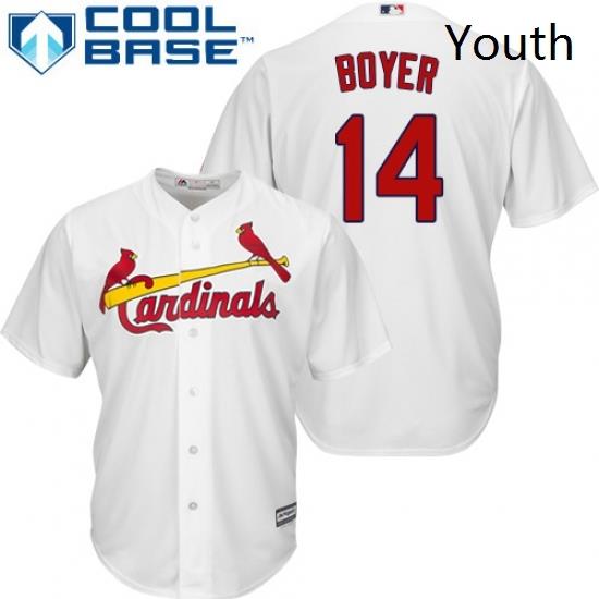 Youth Majestic St Louis Cardinals 14 Ken Boyer Replica White Home Cool Base MLB Jersey