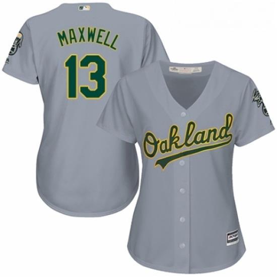 Womens Majestic Oakland Athletics 13 Bruce Maxwell Authentic Grey Road Cool Base MLB Jersey